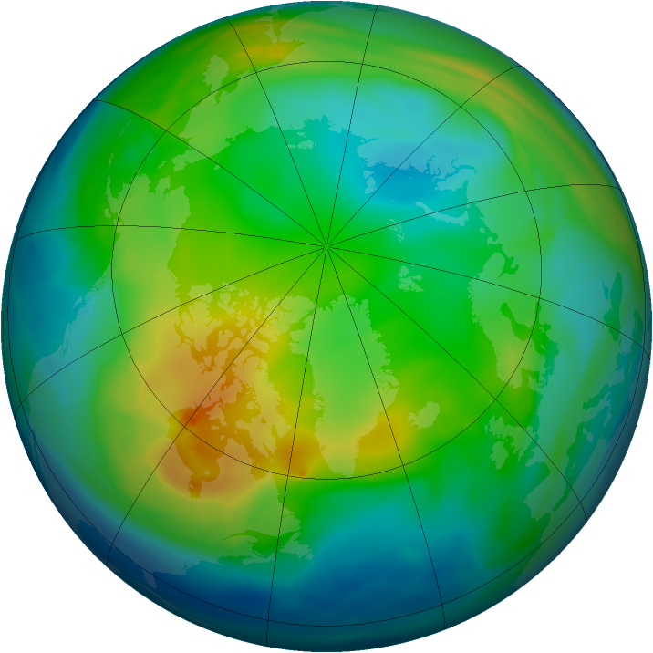 Arctic ozone map for 02 December 2004